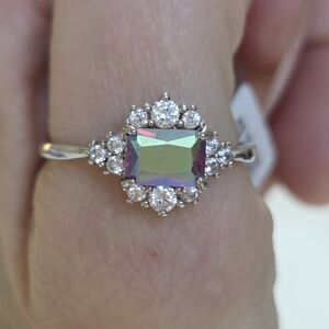Charmed Aroma S925 Purple Pink Green Gemstone Ring Sz 9